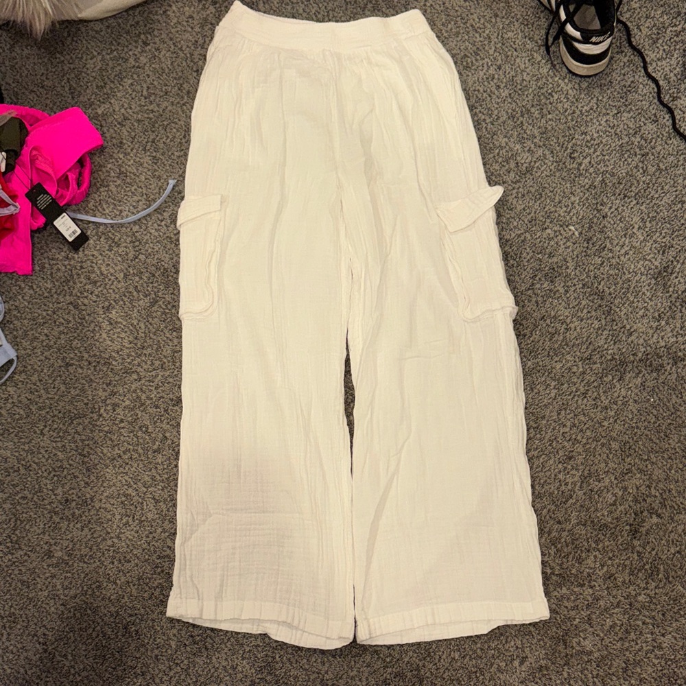 White beach cover up Cargo Pants